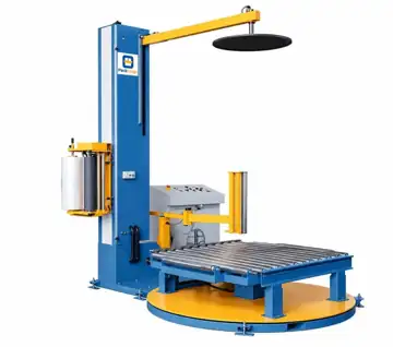 PackForge Box Wrapping Machine with Top Press, Turntable Stretch Wrapper