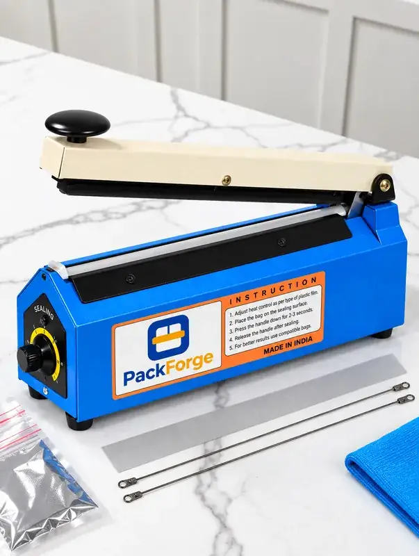 PackForge 12 Inch (300 MM) Impulse Sealer Machine | Packet Sealing Machine for Food & Plastic Bags - angle view