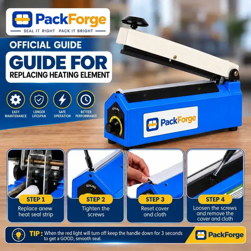 PackForge 12 Inch (300 MM) Impulse Sealer Machine | Packet Sealing Machine for Food & Plastic Bags - side and back view
