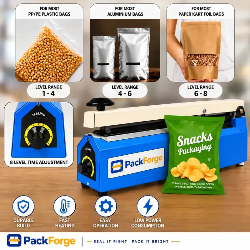 PackForge 12 Inch (300 MM) Impulse Sealer Machine | Packet Sealing Machine for Food & Plastic Bags - close-up of the working part