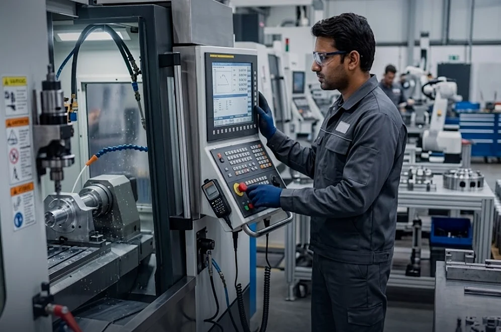 Machine assembly at the PackForge works, Faridabad