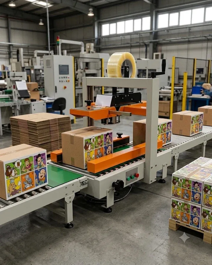 Compact carton sealing machine for small cartons